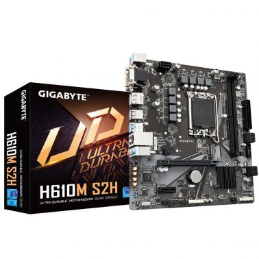 Gigabyte H610M S2H Motherboard - Supports Intel Core 14th CPUs, 6+1+1 Hybrid Digital VRM, up to 5600MHz DDR4 (OC), 1xPCIe 3.0 M.2, GbE LAN, USB 3.2 Gen 1