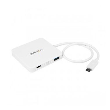 StarTech.com 3-Port USB-C Hub with Power Delivery - USB-C to 3x USB-A - USB 3.0 Hub - White