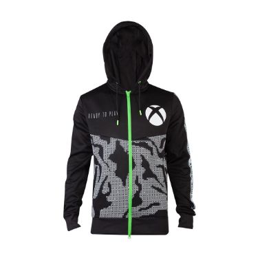 Microsoft Xbox Tech All-over Print Full Length Zipper Hoodie, Male, Extra Extra Large, Black (HD143567XBX-2XL)