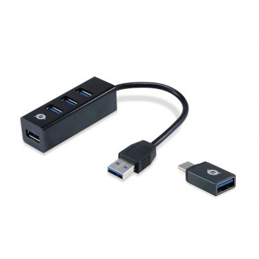 Conceptronic HUBBIES 4-Port USB 3.0 Hub with USB-C OTG Adapter