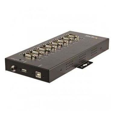StarTech.com 8 Port Serial Hub USB to RS232/RS485/RS422 Adapter - Industrial USB 2.0 to DB9 Serial Converter Hub - IP30 Rated - Din Rail Mountable Metal Serial Hub - 15kV ESD Protection