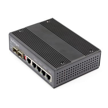 StarTech.com Industrial 5 Port Gigabit Ethernet Switch - 4 PoE RJ45 +2 SFP Slots 30W PoE+ 12-48VDC 1