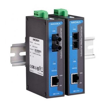 Moxa IMC-21A-M-SC network media converter 100 Mbit/s 1300 nm Multi-mode Black,Blue