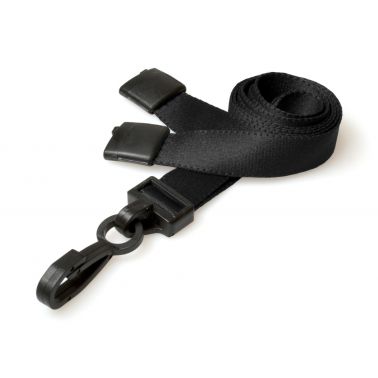 Digital ID 15mm Recycled Plain Black Lanyards with Plastic J Clip (Pack of 100)