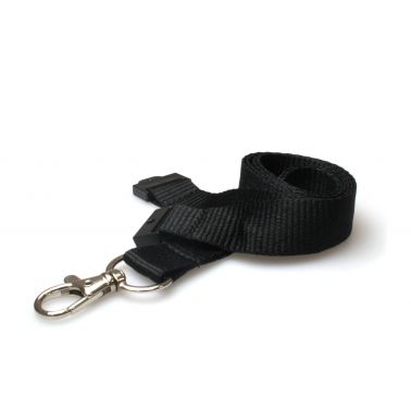 Digital ID 20mm Recycled Black Lanyards with Flat Breakaway and Metal Trigger Clip (Pack of 100)