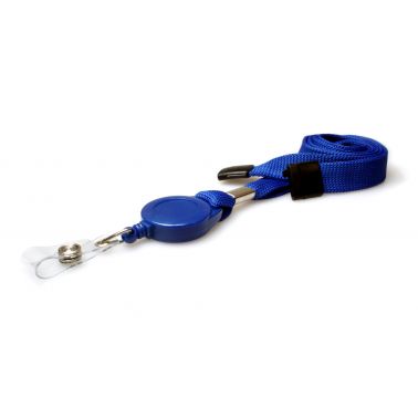 Digital ID 16mm Mid Blue Tubular Flexiweave Breakaway Lanyards with attached Mini Yoyo Card Reel & Clear Vinyl Strap (Pack of 50)