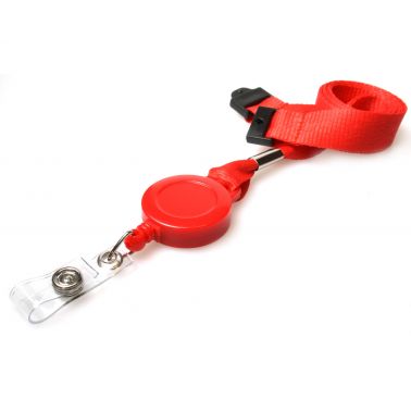 Digital ID 15mm Recycled Plain Red Lanyards with Card Reels (Pack of 50)