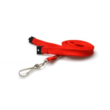 Digital ID 10mm Red Tubular Breakaway Lanyards with Metal J-Clip (Pack of 100)