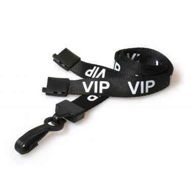 Digital ID 15mm Recycled Black VIP Lanyards with Plastic J Clip (Pack of 100)