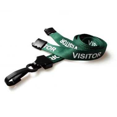 Digital ID 15mm Recycled Green Visitor Lanyards with Plastic J Clip (Pack of 100)