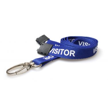 Digital ID 15mm Visitor Royal Blue Flat Woven BreakAway Lanyard with Metal Lobster Clip (Pack of 100)