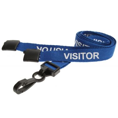 Digital ID 15mm Recycled Blue Visitor Lanyards with Breakaway and Plastic J Clip (Pack of 100)