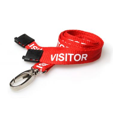 Digital ID 15mm Recycled Red Visitor Lanyards with Breakaway and Metal Lobster Clip (Pack of 100)