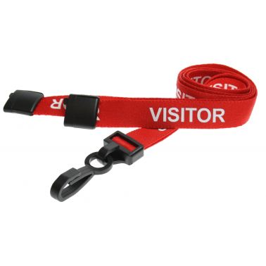 Digital ID 15mm Recycled Red Visitor Lanyards with Plastic J Clip (Pack of 100)