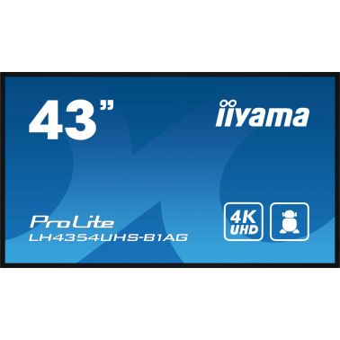 iiyama LH4354UHS-B1AG Signage Display Digital signage flat panel 108 cm (42.5") LCD Wi-Fi 500 cd/m² 4K Ultra HD Black Built-in processor Android 11 24/7