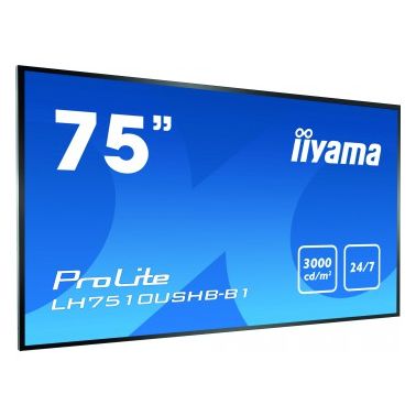 iiyama LH7510USHB-B1 signage display 190.5 cm (75") LED 4K Ultra HD Digital signage flat panel Black