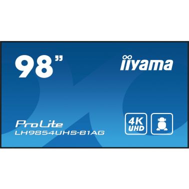 iiyama LH9854UHS-B1AG Signage Display Digital signage flat panel 2.48 m (97.5") LCD Wi-Fi 500 cd/m² 4K Ultra HD Black Built-in processor Android 11 24/7