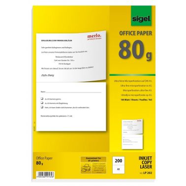 Sigel LP202 printing paper A5 (148x210 mm) 200 sheets White