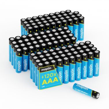 Maplin 120x AAA LR03 1.5V Alkaline Batteries 7 Year Shelf Life High Performance