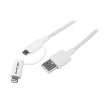 StarTech.com 1 m (3 ft.) 2 in 1 Charging Cable - USB to Lightning or Micro-USB for iPhone / iPad / iPod / Android - Apple MFi Certified - Multi Phone Charger - USB 2.0