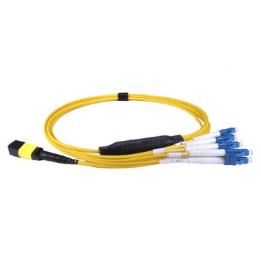 Cablenet 3m OS2 MPO (F) to 4X LC (DX) QSFP Breakout Yellow Cable Method B