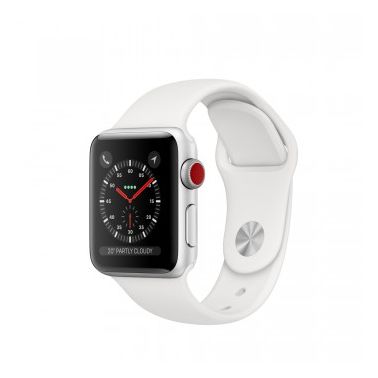 Apple Watch Series 3 GPS + Cellular, 38mm Silver Aluminium Case with White Sport Band