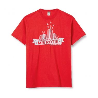 Mikrotik T-shirt Building/Tower Design - Red (Size M)