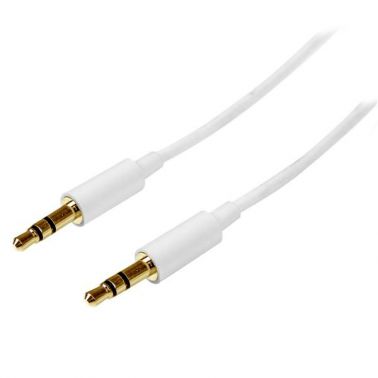 StarTech.com 2m White Slim 3.5mm Stereo Audio Cable - Male to Male