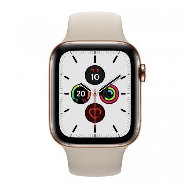 Apple Watch Series 5 GPS + Cellular, 44mm Gold Stainless Steel Case with Stone Sport Band - S/M & M/L