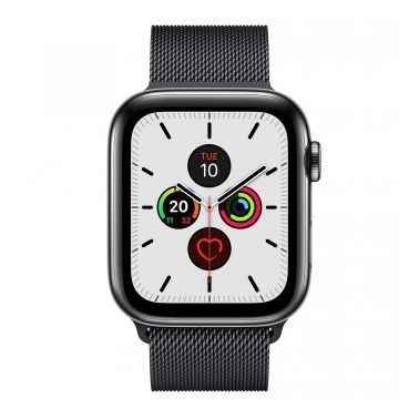 Apple Watch Series 5 GPS + Cellular, 44mm Space Black Stainless Steel Case with Space Black Milanese Loop