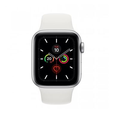 Apple Watch Series 5 GPS + Cellular, 40mm Silver Aluminium Case with White Sport Band - S/M & M/L