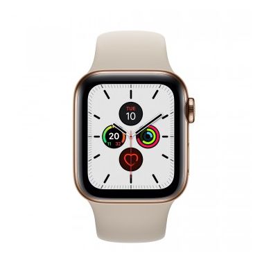 Apple Watch Series 5 GPS + Cellular, 40mm Gold Stainless Steel Case with Stone Sport Band - S/M & M/L