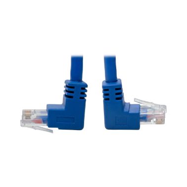 Tripp Lite Up-Angle Cat6 UTP Patch Cable, RJ45, Up-Angle Male/Down-Angle Male, Gigabit, Molded, M/M, Blue, 0.31 m