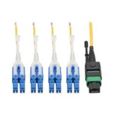 Tripp Lite MTP/MPO (APC) to 8xLC (UPC) Singlemode Breakout Patch Cable, 40/100 GbE, QSFP+ 40GBASE-PLR4, Plenum, Yellow, 2 m