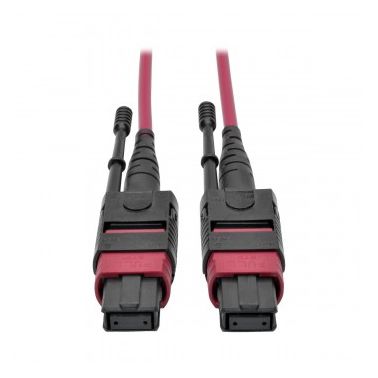 Tripp Lite MTP/MPO Multimode Patch Cable, 12 Fiber, 40/100 GbE, 40/100GBASE-SR4, OM4 Plenum-Rated (F/F), Push/Pull Tab, Magenta, 1 m