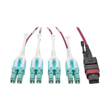 Tripp Lite N845-02M-8L-MG 40G 4xLC Fan-Out OM4 Plenum-Rated Fiber Optic Cable