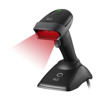 Adesso NuScan 2500CR - Wireless Spill Resistant Antimicrobial CCD Barcode Scanner with Charging Crad