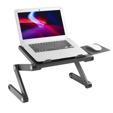 ProperAV Laptop Stand for Bed Sofa Desk with Adjustable Extendable Legs and Mouse Pad