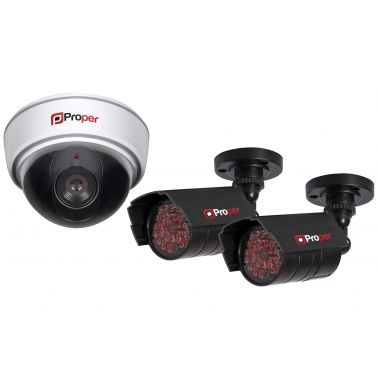 ProperAV Dome & IR Kit 3 Pack - Black & White dummy security camera