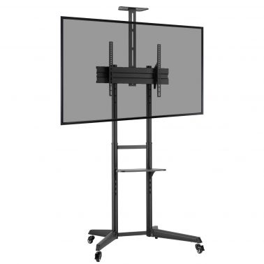 ProperAV Portable Tilting 32 - 65\ TV Trolley Stand - Black"""