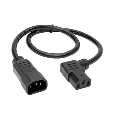 Tripp Lite Standard Computer Power Extension Cord Lead Cable, 10A, 18AWG (IEC-320-C14 to Left Angle IEC-320-C13), 0.61 m