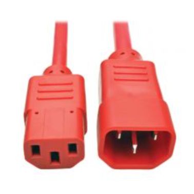 Tripp Lite Standard Computer Power Extension Cord, 10A, 18 AWG (IEC-320-C14 to IEC-320-C13), Red, 0.91 m