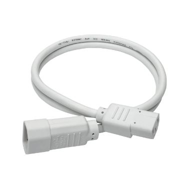 Tripp Lite Standard Computer Power Extension Cord, 10A, 18 AWG (IEC-320-C14 to IEC-320-C13), White, 0.91 m