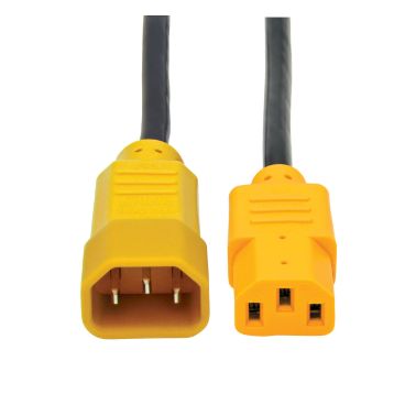 Tripp Lite Standard Computer Power Extension Cord, 10A, 18AWG (IEC-320-C14 to IEC-320-C13, Yellow Plugs), 4-ft.