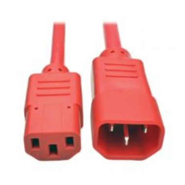 Tripp Lite Heavy-Duty Power Extension Cord, 15A, 14 AWG (IEC-320-C14 to IEC-320-C13), Red, 0.61 m