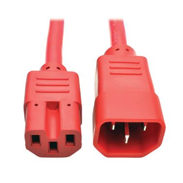 Tripp Lite Heavy-Duty Computer Power Cord, 15A, 14 AWG (IEC-320-C14 to IEC-320-C15), Red, 0.61 m