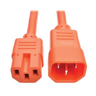 Tripp Lite Heavy-Duty Computer Power Cord, 15A, 14 AWG (IEC-320-C14 to IEC-320-C15), Orange, 0.91 m