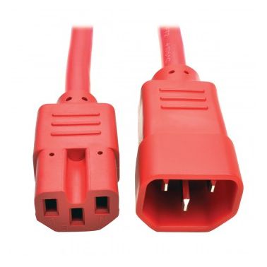 Tripp Lite Heavy-Duty Computer Power Cord, 15A, 14 AWG (IEC-320-C14 to IEC-320-C15), Red, 0.91 m