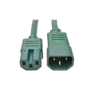 Tripp Lite Heavy-Duty Computer Power Cord, 15A, 14 AWG (IEC-320-C14 to IEC-320-C15), Green, 1.83 m