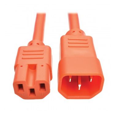 Tripp Lite Heavy-Duty Computer Power Cord Lead Cable, 15A, 14 AWG (IEC-320-C14 to IEC-320-C15), Orange, 1.83 m (6-ft.)